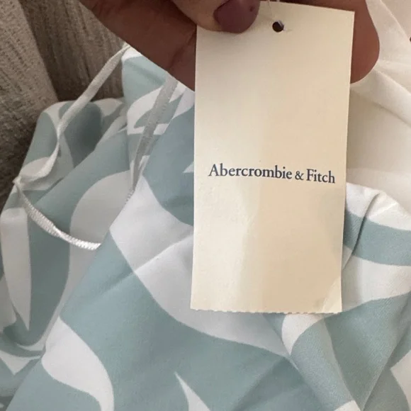 NWT ABERCROMBIE & FITCH cut out waist maxi slip dress in green floral print XS - Picture 9 of 9